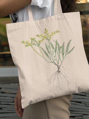 Tasteless Stonecrop Vintage Floral Print Graphic Canvas Tote Bag